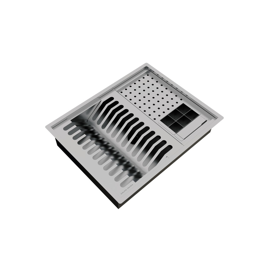 Escorredor Calha Úmida Lateral Quadratta 50x40 com Porta Esponja