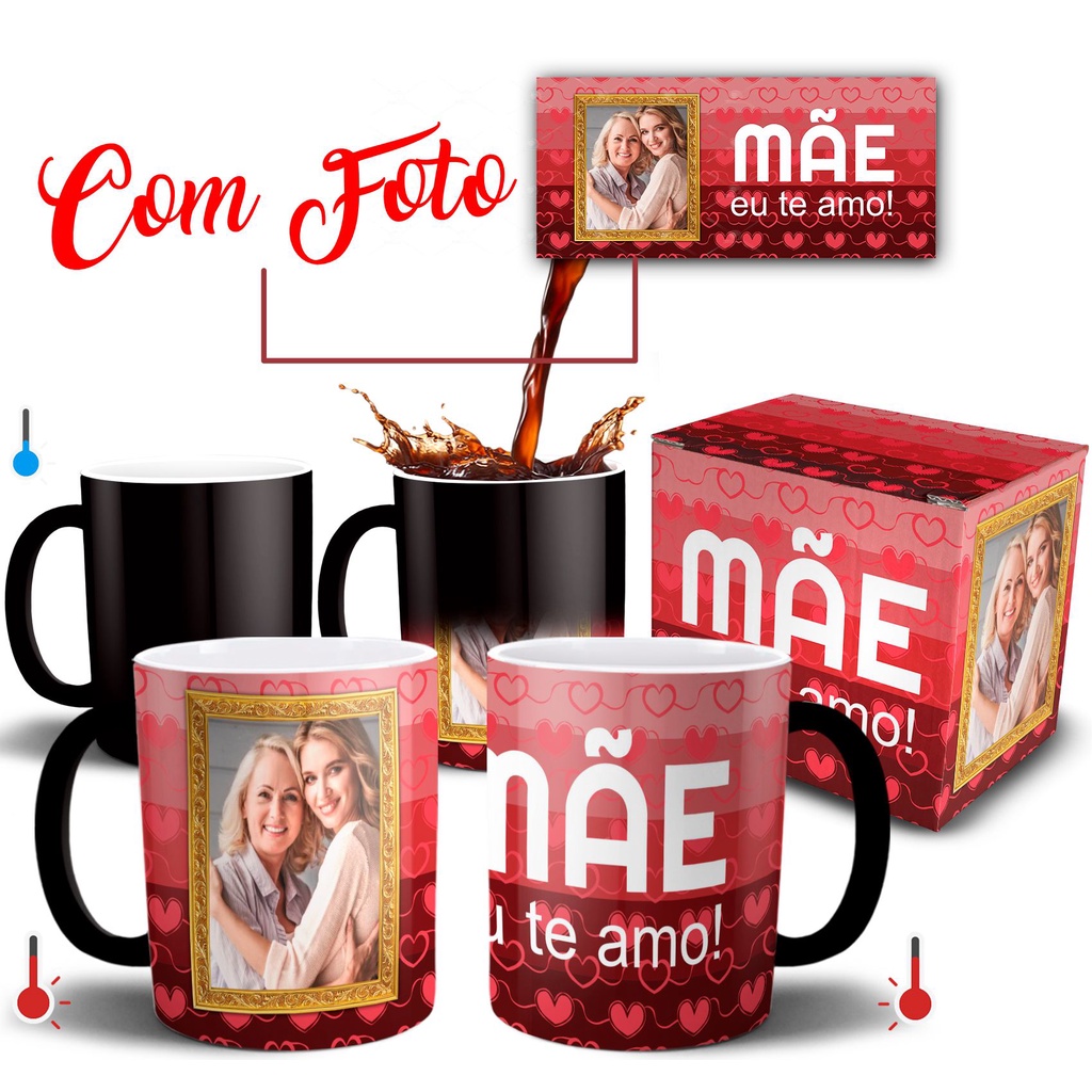 Caneca Mágica Presente para Mãe com Foto Personalizada + Caixinha