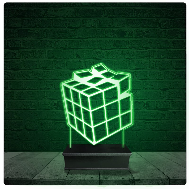 Luminária Abajur Acrílico Led - Rubik Cubo Mágico moyu
