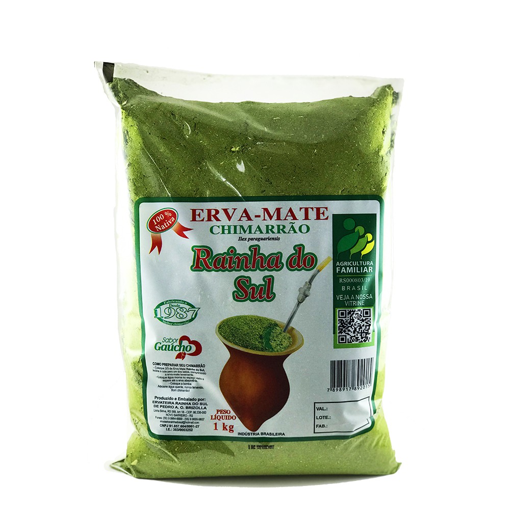 Erva-Mate Chimarrão Tradicional 1kg - 100% Nativa – Embalagem Transparente | Sabor Gaúcho | Rainha do Sul em Oferta na Shopee