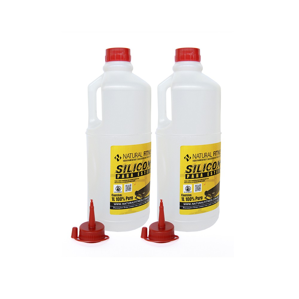 Kit 2 Silicone para Esteira Lubrificante Liquido Ergometrica 1 Litro Bico Dosador Limpeza Automotiva Carro Limpa Plástico