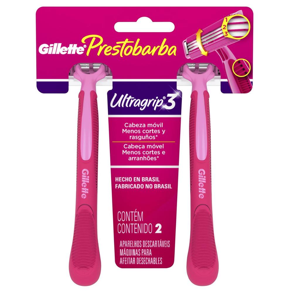 Aparelho de Depilação Prestobarba UltraGrip 3 Base Móvel em Oferta na Shopee
