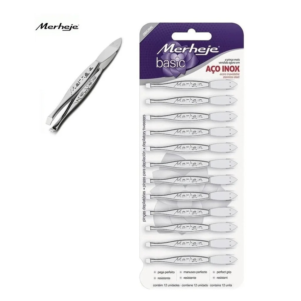 Pinça Merheje Basic Aço Inox - 12 un