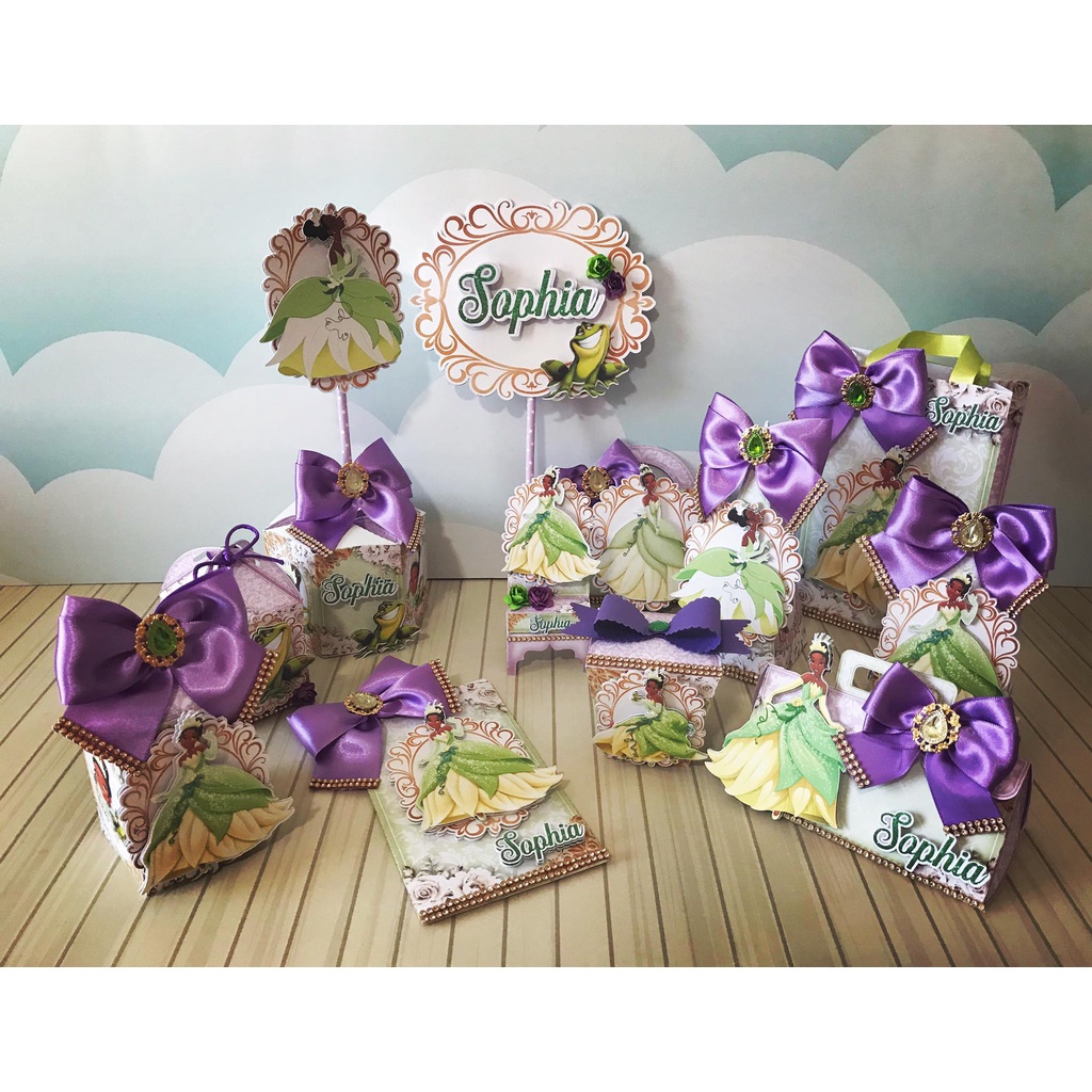 Caixinhas personalizadas, milk, cone e sushi, lembrancinhas, decoração Kit de festa aniversário A princesa e o Sapo
