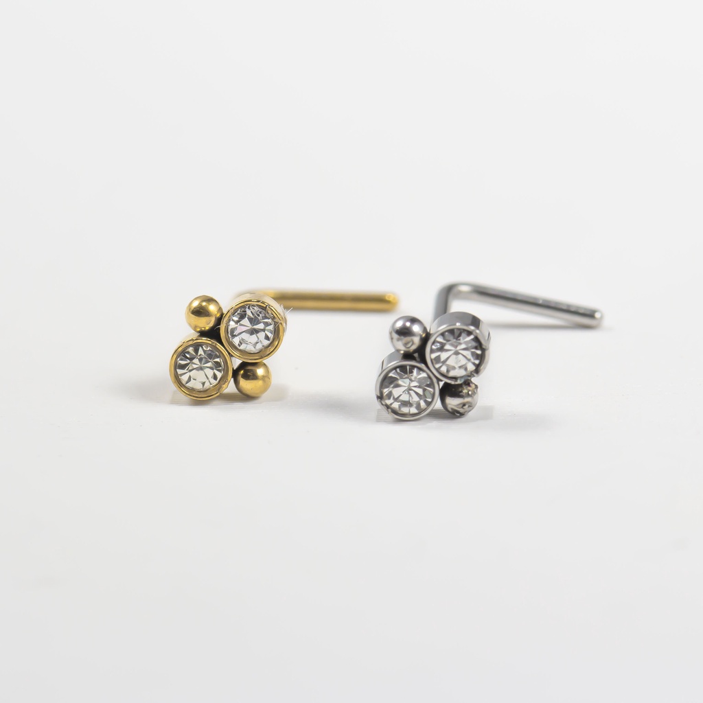 Piercing Nostril Aço Cirúrgico 2 Pedras