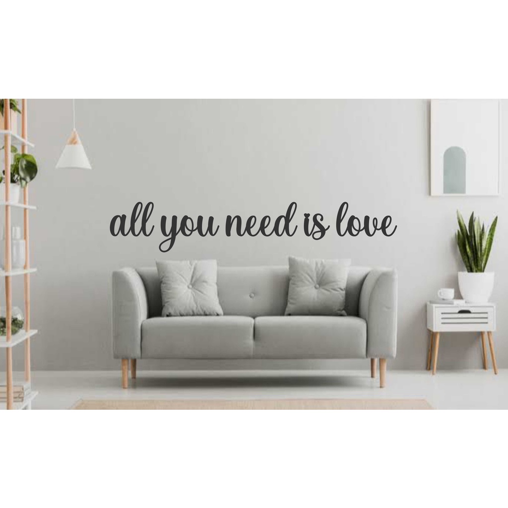 Frase all you need is love aplique parede em MDF 3mm preto ou branco decoração para sala quarto estilo papel de parede