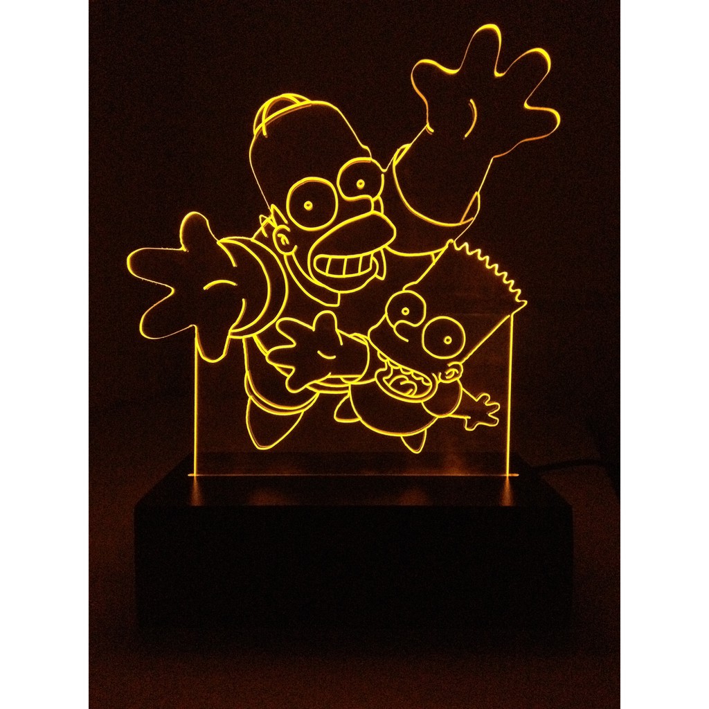 Luminária Abajur led decorativo The Simpsons Homer Simpson e Bart Simpson