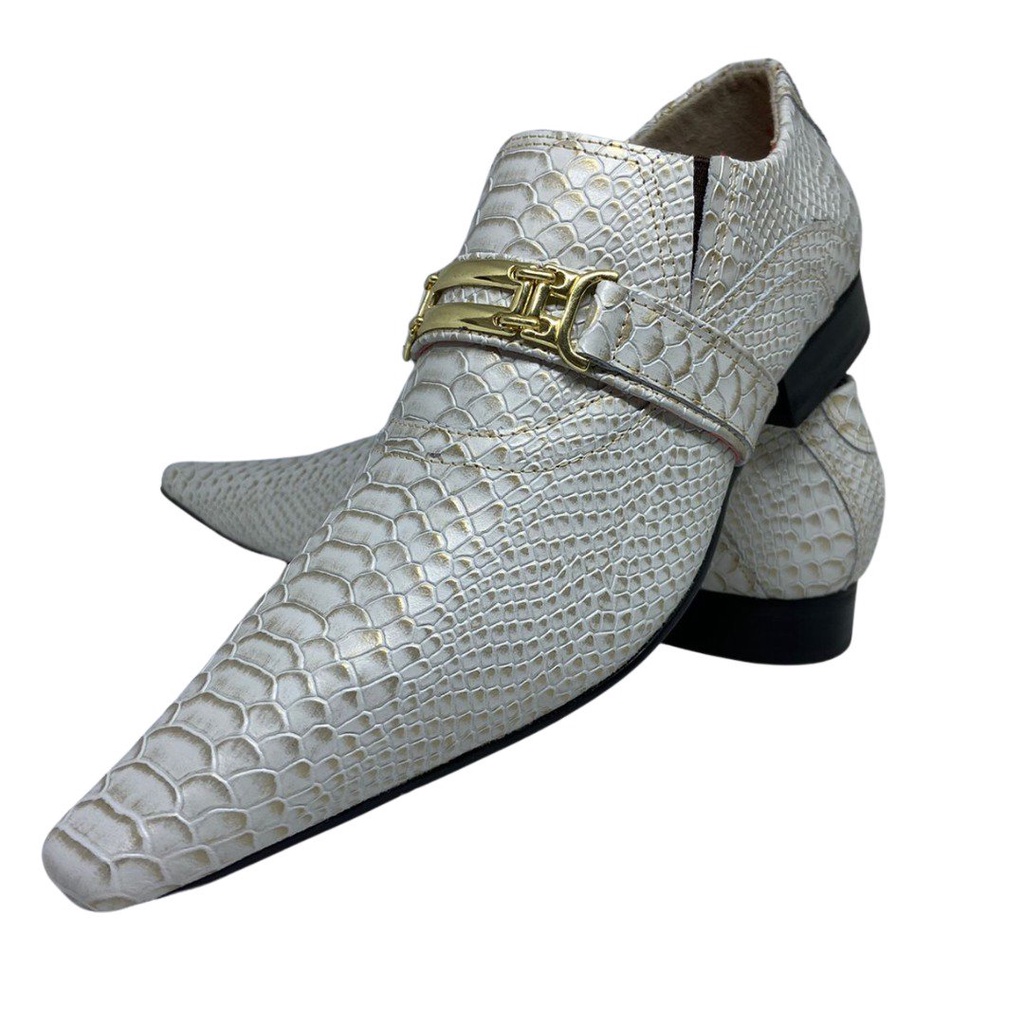 Sapato Masculino Italiano Executivo em Couro Branco Vaca Ref: D553