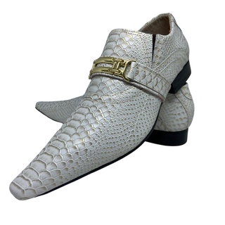 Sapato Masculino Italiano Executivo em Couro Branco Vaca Ref: D553