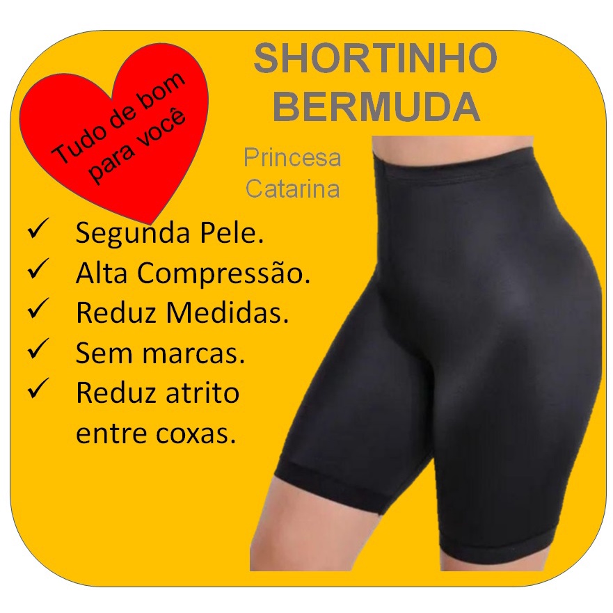 Short Preto De Academia Cós Alto Cinta Modeladora Supplex Alta