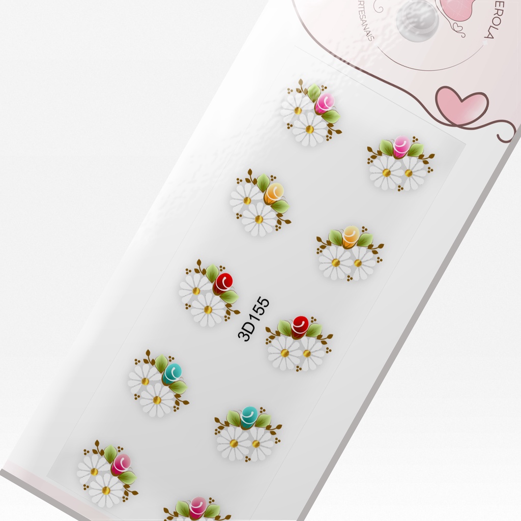 Adesivo 3D para Unhas-Margaridas Mistas-3D 155 em Oferta na Shopee