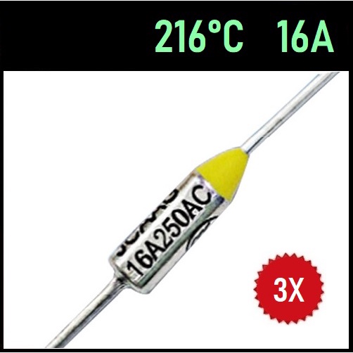 3 Fusível Térmico 16A TF216°C 216C 216°C 216 Graus 250V Uso Geral em Eletrodomésticos