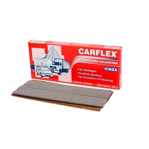 Massa Calafetar Cinza Caixa Com 24 Filetes Carflex 350g