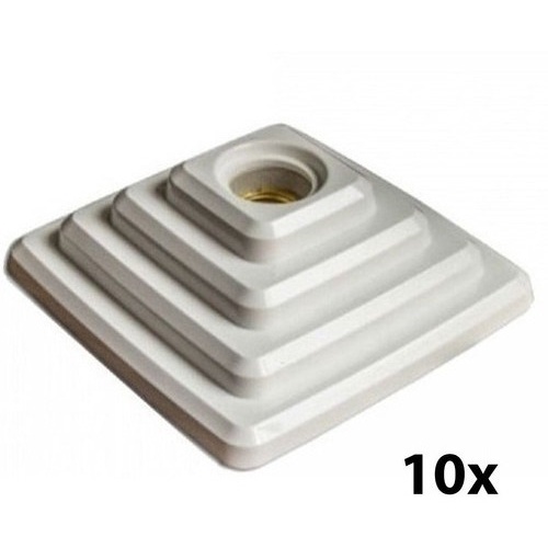 Kit 10 Plafon Plafonier Piramide Quadrado Branco Teto