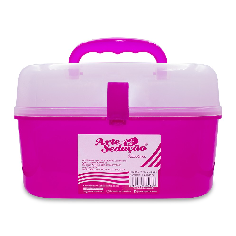 Maleta Multiuso Manicure Pedicure Maquiagem Rosa Grande