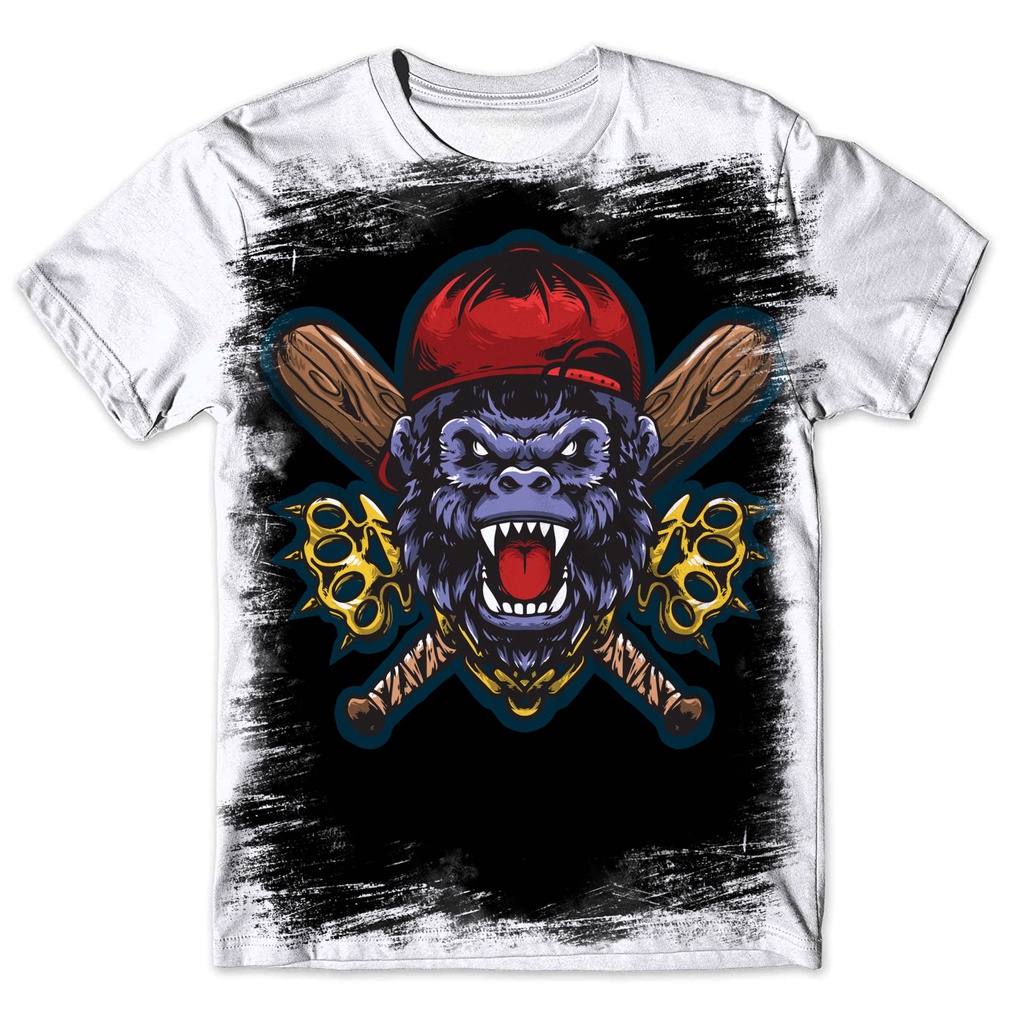 Blusa Básica Masculina Estampada exclusiva Personalizada Moda Camisa Macaco Camiseta Gangster 01