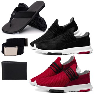 Kit 2 Tênis Masculino Esportivo + Chinelo Leve e Carteira e Cinto
