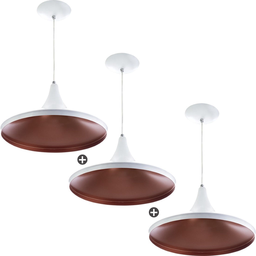 Kit 3 Pendentes Chapeu Aluminio Tom Dixon Branco Lindissimo