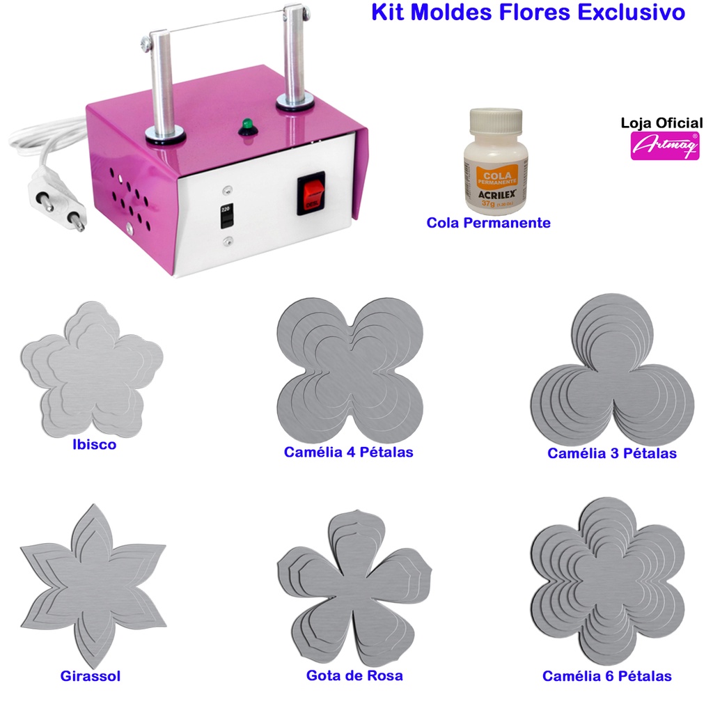 Máquina De Cortar E Selar Fitas + Kit Moldes Flores - K06