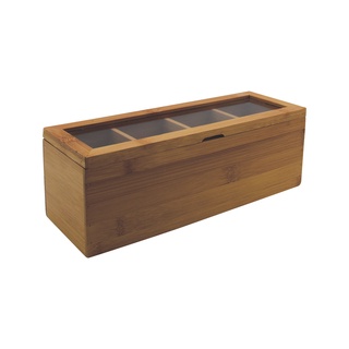 Porta chá de bambu natural 4 divisórias multiuso - Oikos em Oferta na Shopee