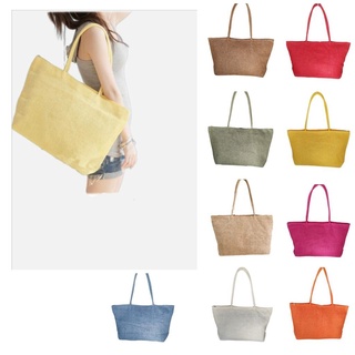 Bolsa De Praia Feminina Simples Cor Pastel De Palha