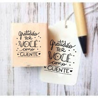 carimbo decorativo GRATIDÃO TER VOCÊ COMO CLIENTE feito com amor para de coração de embalagens kraft caixas em Oferta na Shopee