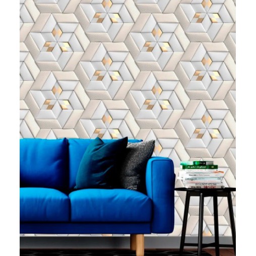 Papel De Parede 3d Dourado Cinza Geometrico Rolo Autocolante 2,50M em Oferta na Shopee