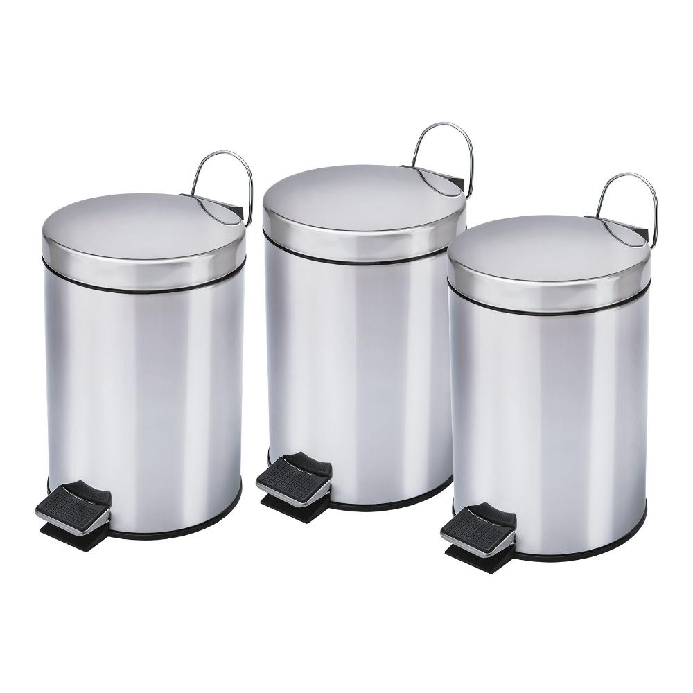 Kit 3 lixeiras aço inox de 3 litros Travel Max