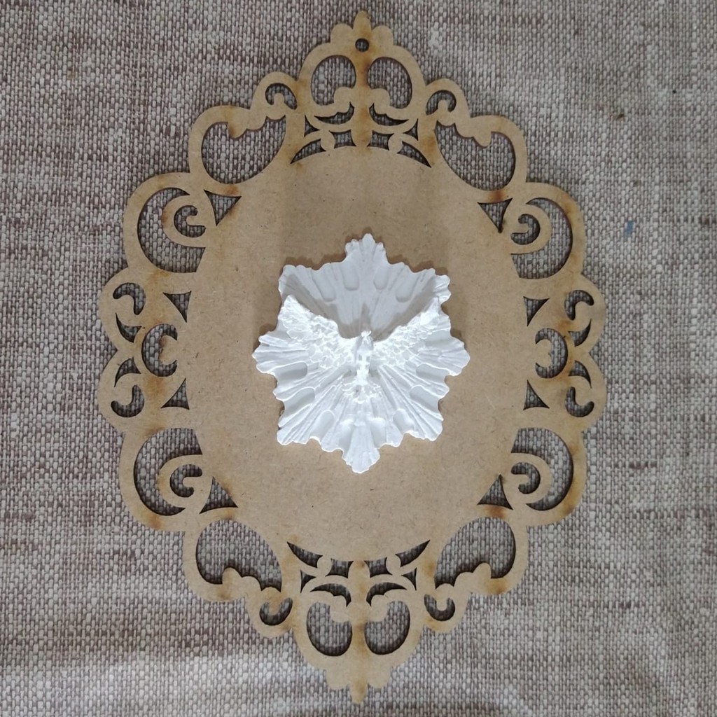 ! COMBO: Placa oval MDF + Resina Espírito Santo | Escapulário de porta para casa