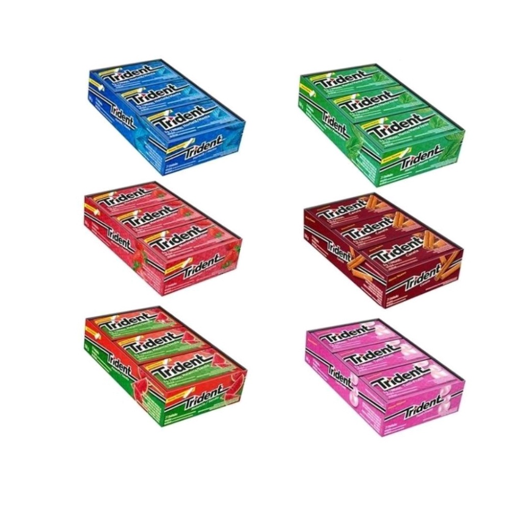 Kit com 10 Chiclete Trident Morango Canela Tutti Frutti Menta Hortelã 8g