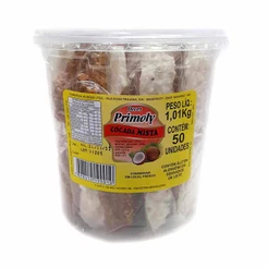 Cocada Embalada Mista Branca e Coco Queimado c/50 - Primoly