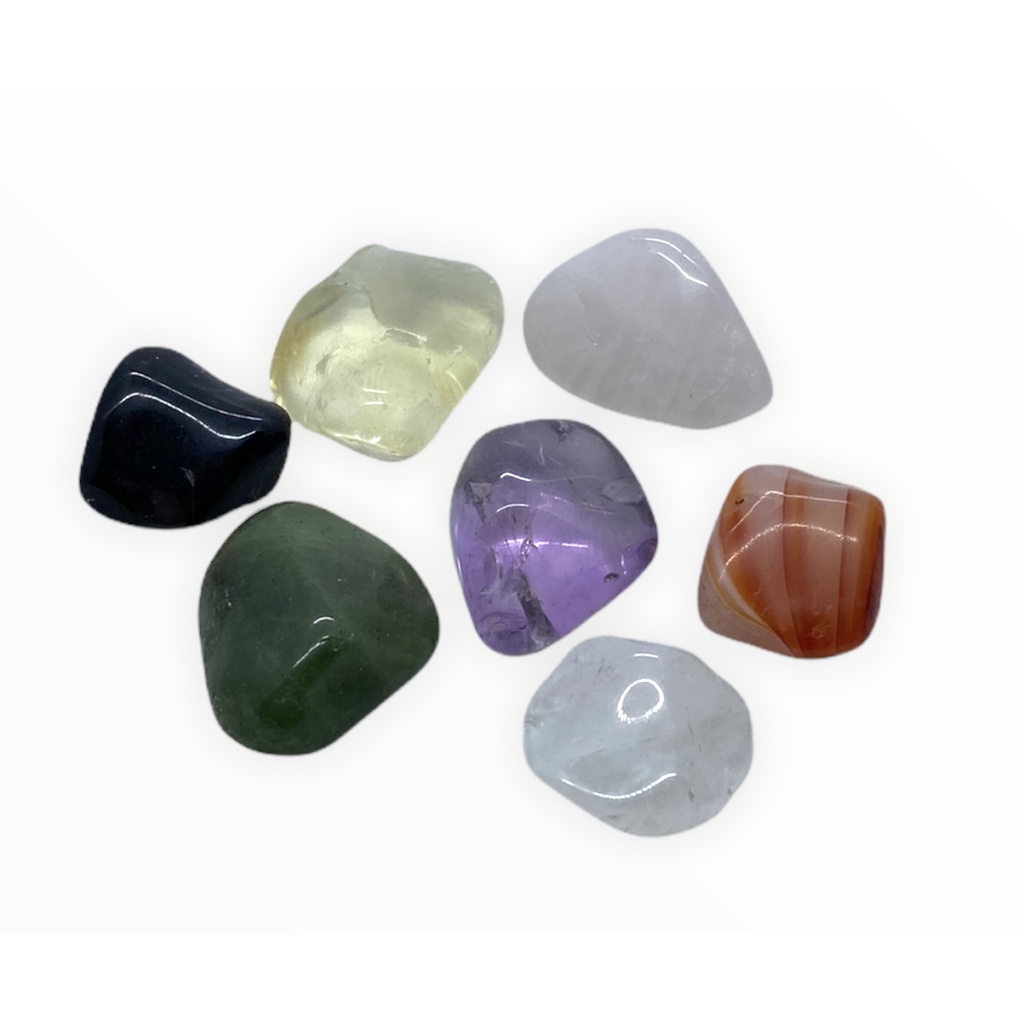 Kit Pedras Da Sorte 7 Cristais Rolado - Proteção Motivação Amor