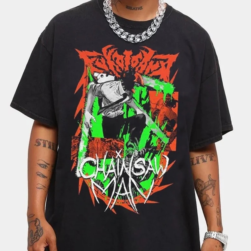 Camiseta T-shirt Unissex Algodão Anime Chainsaw Man Denji