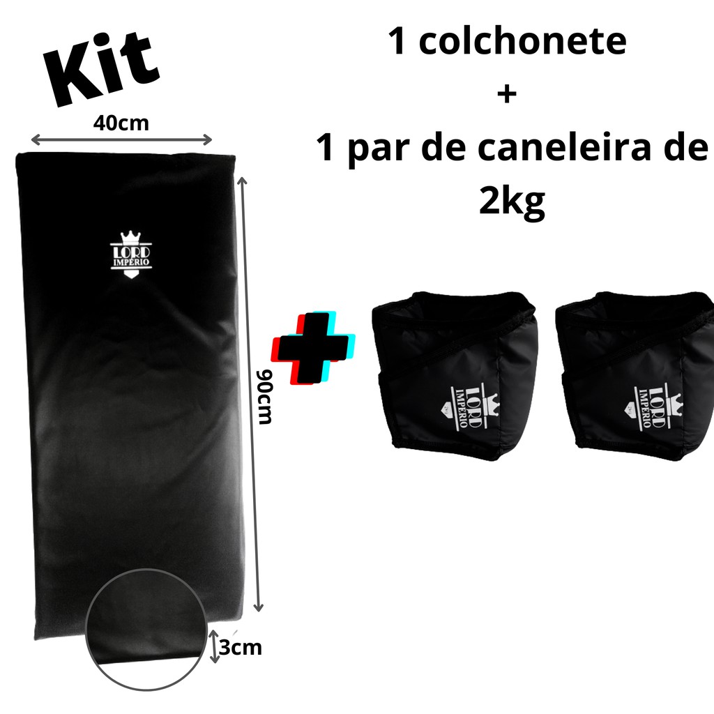 kit colchonete + tornozeleira/caneleira peso de 2kg - par -  cor preto - Lord Império