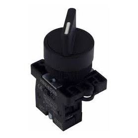 chave comutadora 22mm 2 posições fixa  pvc preta c/ 1 contato NA ( seletora )