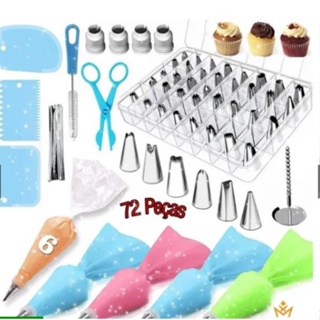 🎂Kit Confeiteiro Profissional Bicos Para Confeitar Inox 72/peças🎂 black friday em Oferta na Shopee
