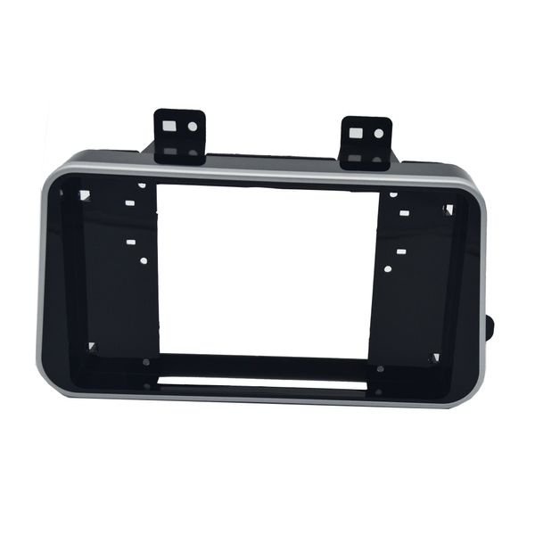 Moldura p/ Tela 8"/9" padrão Pioneer Nissan Kicks Black Piano Friso Prata
