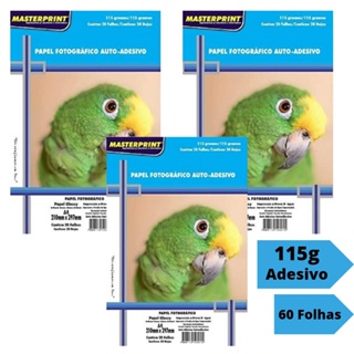 Papel Fotográfico Adesivo 115g Glossy Brilhante A4 À Prova D'água Masterprint (60 Folhas) em Oferta na Shopee