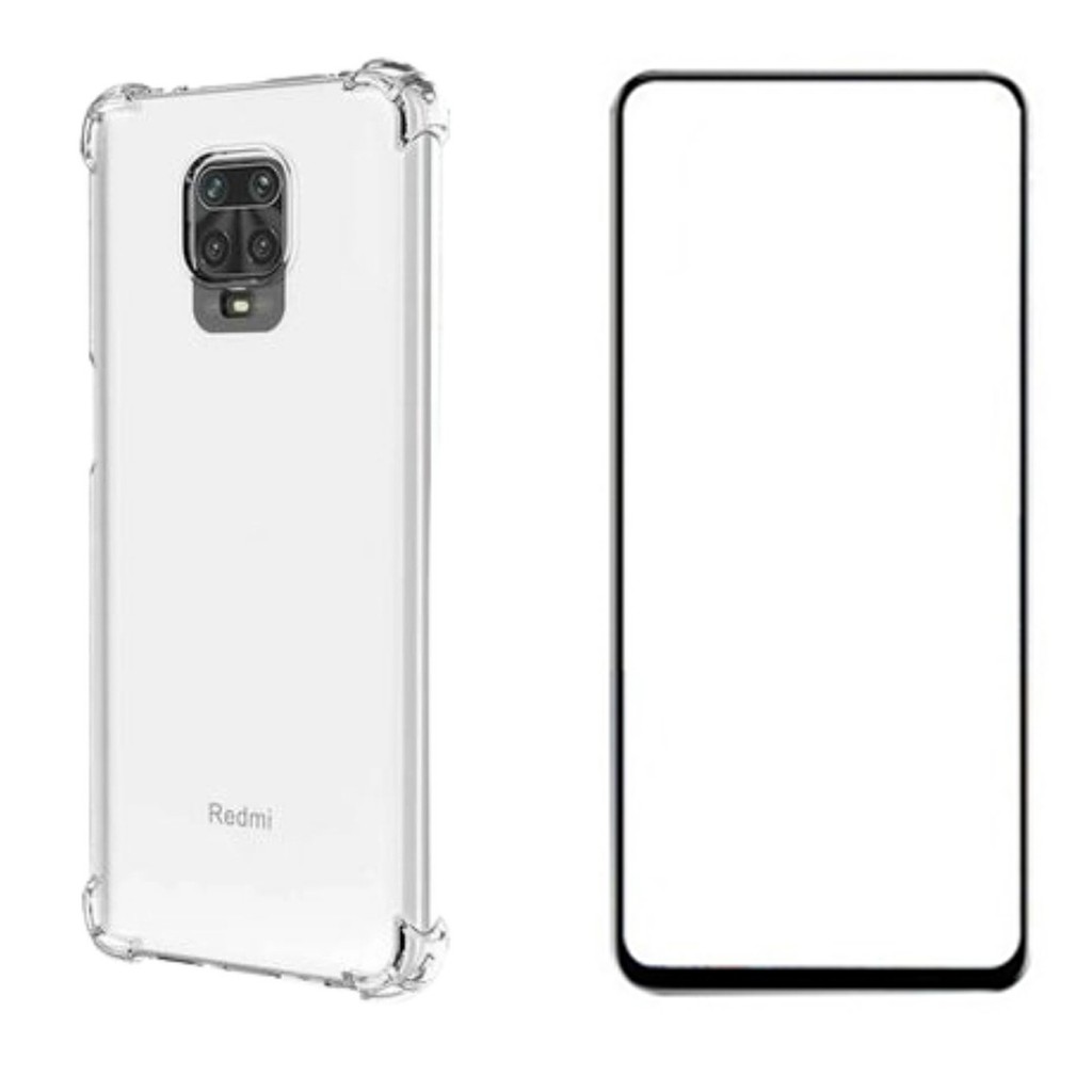 Capa Anti Impacto Xiaomi Note 9s / Note 9 Pro / Note 9 Pro Max + Película Frontal 3D Full Cover Cobre Tela Toda