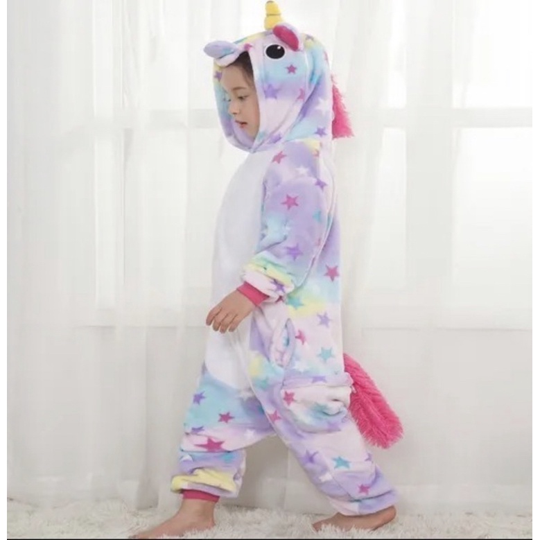 Pijama Unicórnio Infantil Macacão Cosplay Fantasia Pelúcia