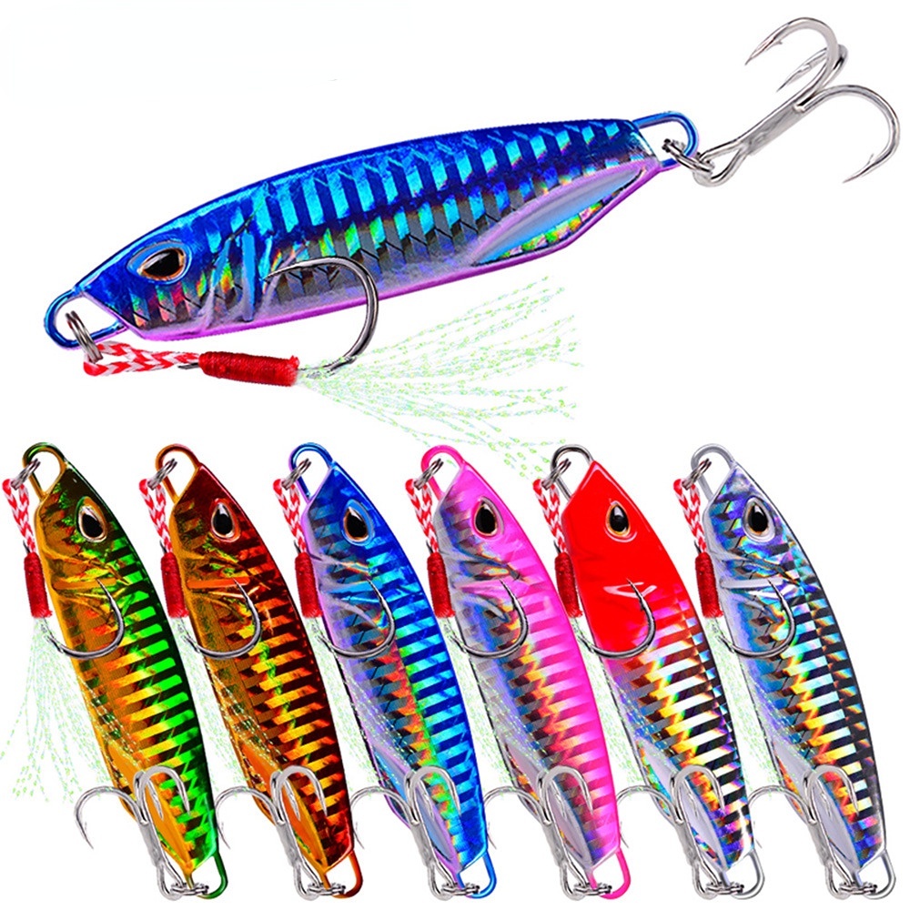 1 Pcs Jigging Gancho Spinner Bait 10g/15g/20g/30g/40g/50g Laser Umpan Fundição Jig Isca De Pesca Colher De Metal