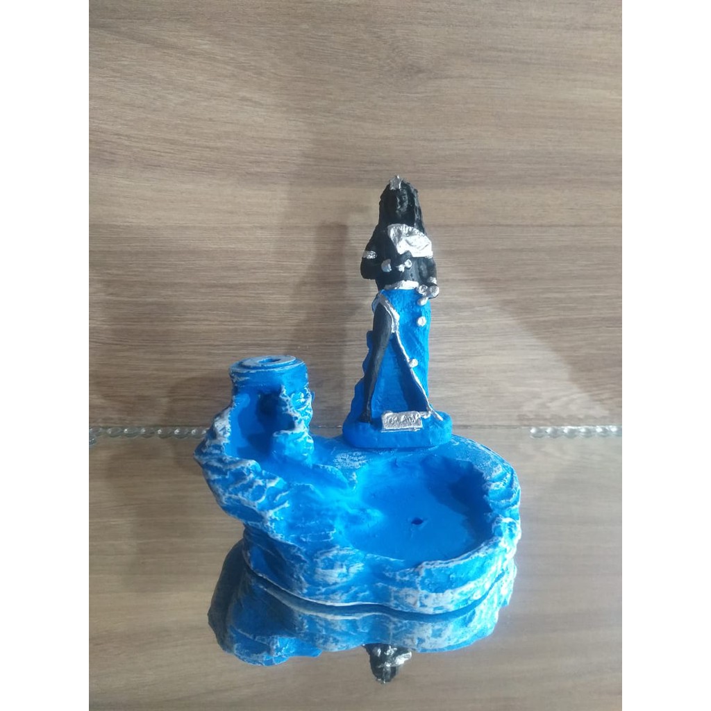 Incensário Cascata Com Orixá Iemanjá 10cm Em Resina em Oferta na Shopee