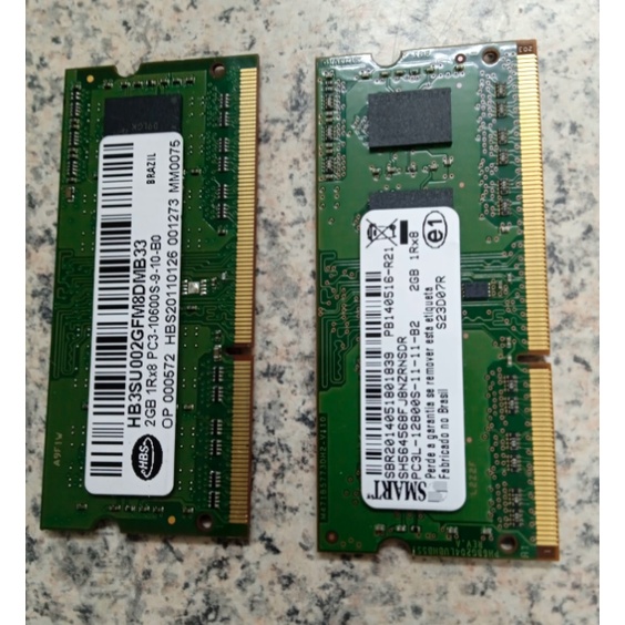 Kit Memória 2x2gb 1600Mhz Smart para Notebook