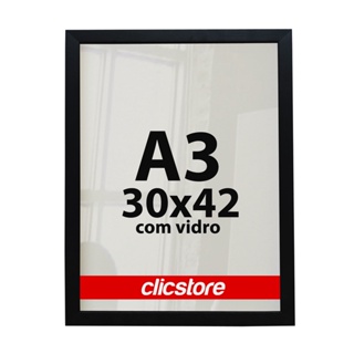 Moldura A3 30x42Cm Com Vidro e Fundo Quadro Diploma Alvará Retrato Impressão Fotografia em Oferta na Shopee