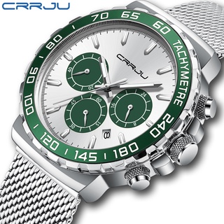 CRRJU Relógios Masculinos luxo prova da água aço inoxidável Esportivas original Caixa grátis 2300XS
