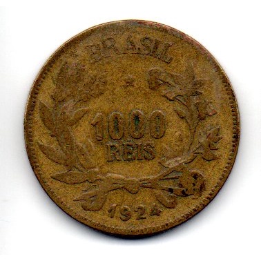 1000 Réis 1924 BC Moeda Antiga Brasil