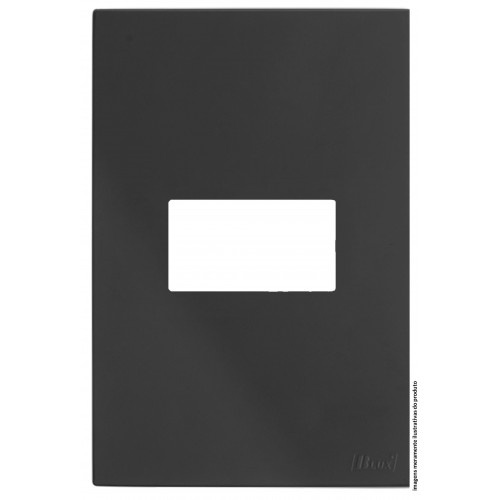 PLACA TAMPA P/ 1 MODULO HORIZONTAL COM SUPORTE 4X2 -  - RECTA GRAFITE SATIN FOSCO  - BRS12404-4GF.