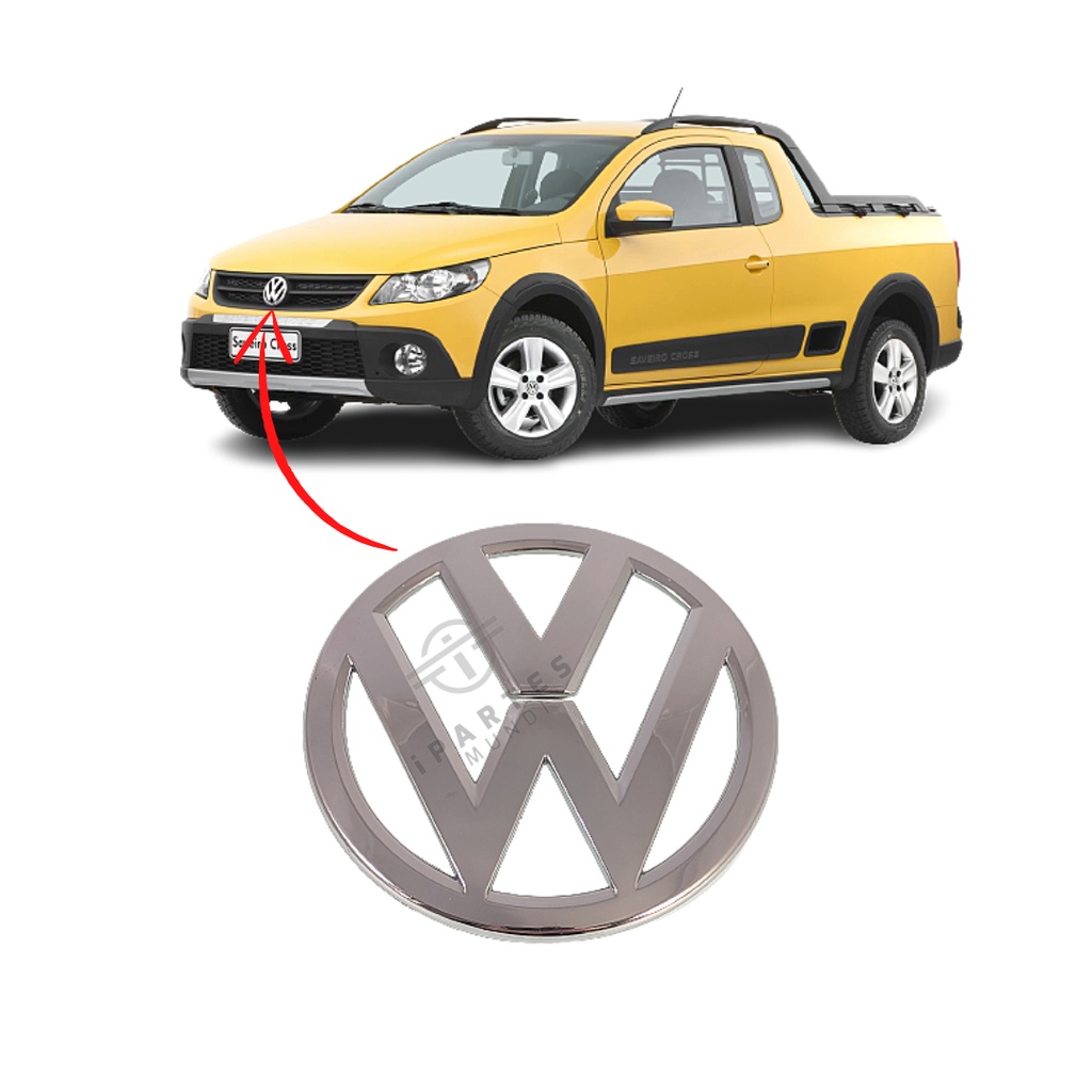 Emblema Dianteiro Grade cromado de encaixe Vw Saveiro G6 E Cross 2013 2014 2015 FOX