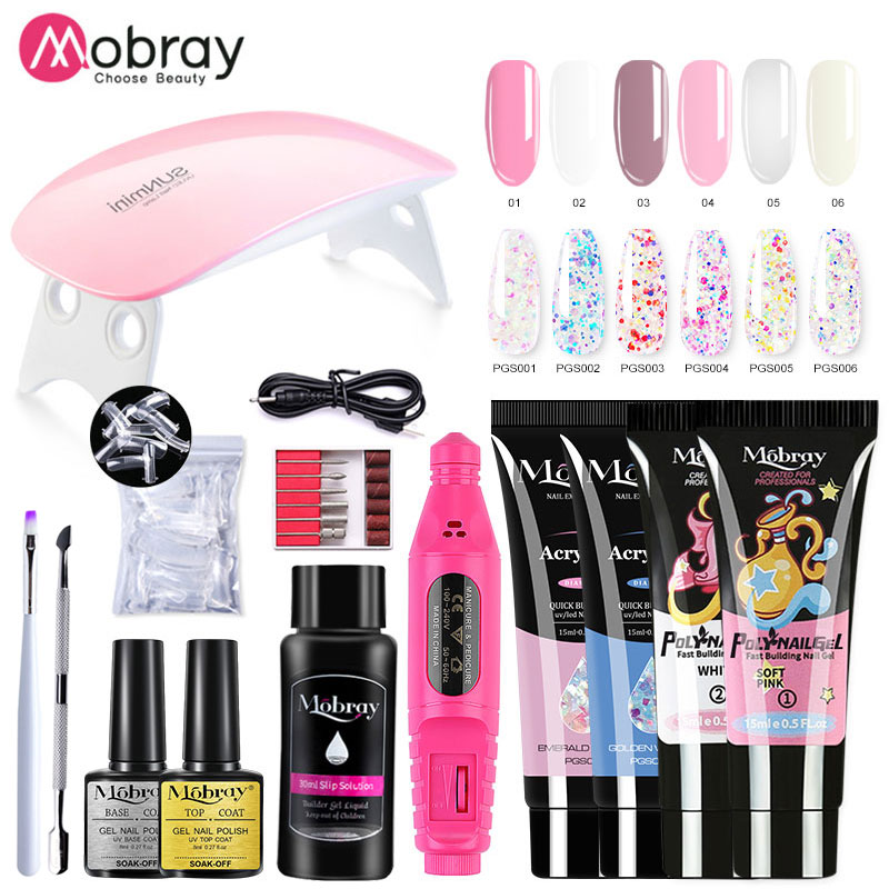 Mobray Poly Nail Gel Kit 15ml Crystal Builder Clear Colors Gel With Nail Tools Set Gel Nail Polish Extensions Set For Nail Art Tool Design Fingertips Shopee Brasil