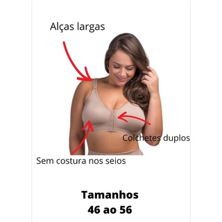 Sutia Plus Size Abertura Frontal Sem Bojo 46 ao 56 Linha Conforto - 349/350